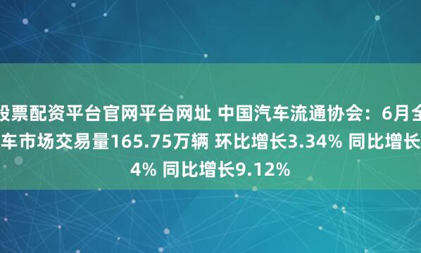 股票配资平台官网平台网址 中国汽车流通协会：6月全国二手车市场交易量165.75万辆 环比增长3.34% 同比增长9.12%